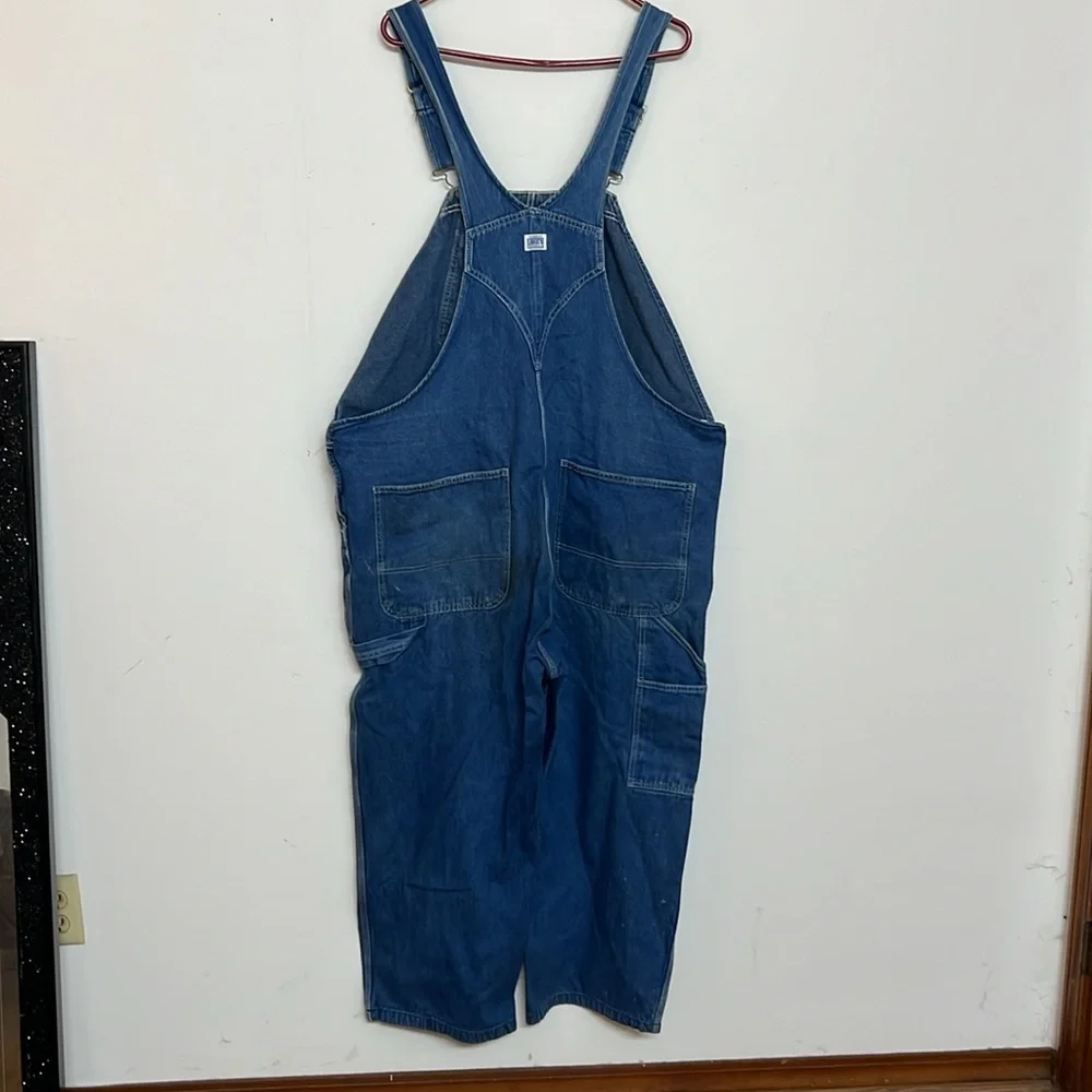 🌞 Liberty vintage blue distressed carpenter overalls utility pick apair men 49”w